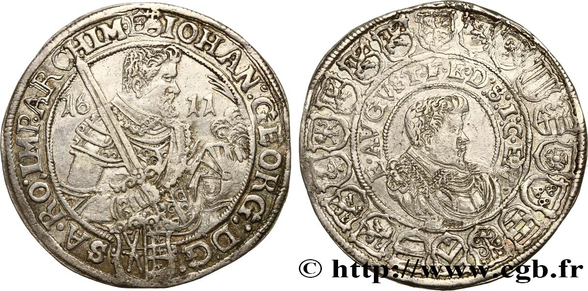 GERMANY - SAXONY - JEAN-GEORGES I Thaler 1611 Leipzig XF 