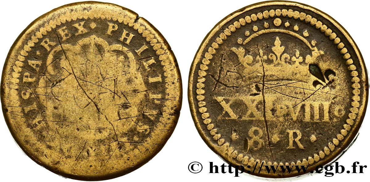 ESPAGNE (ROYAUME D ) - POIDS MONÉTAIRE Poids monétaire pour la pièce de 8 Reales - Philippe IV n.d.  RC+/BC 