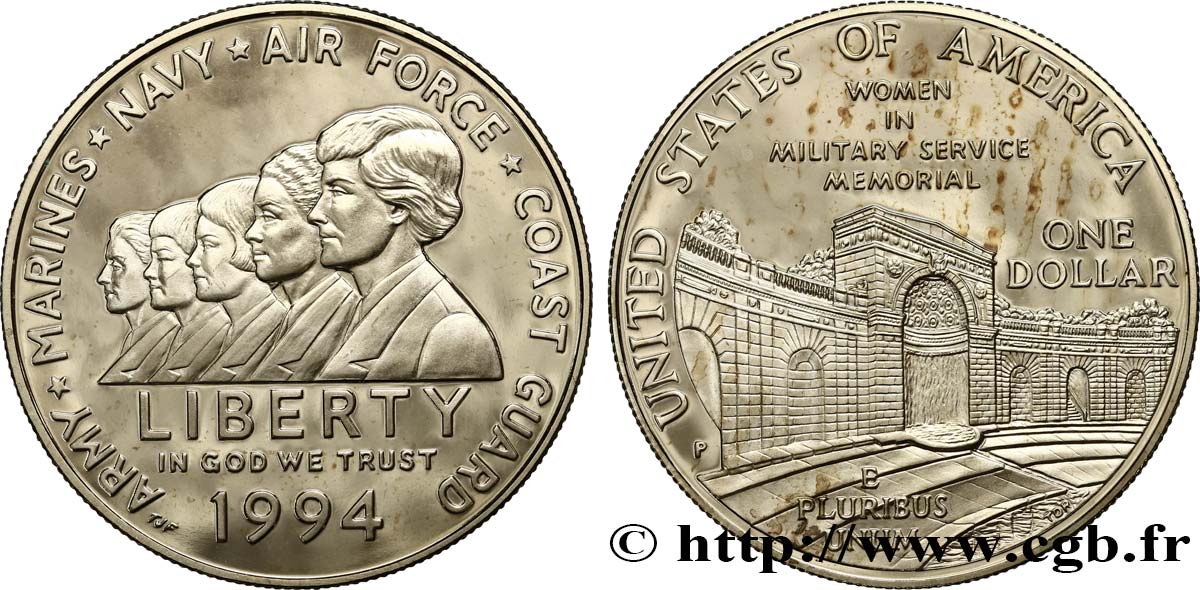 ÉTATS-UNIS D AMÉRIQUE 1 Dollar Proof “femmes du service actif” 1994 Philadelphie SPL 