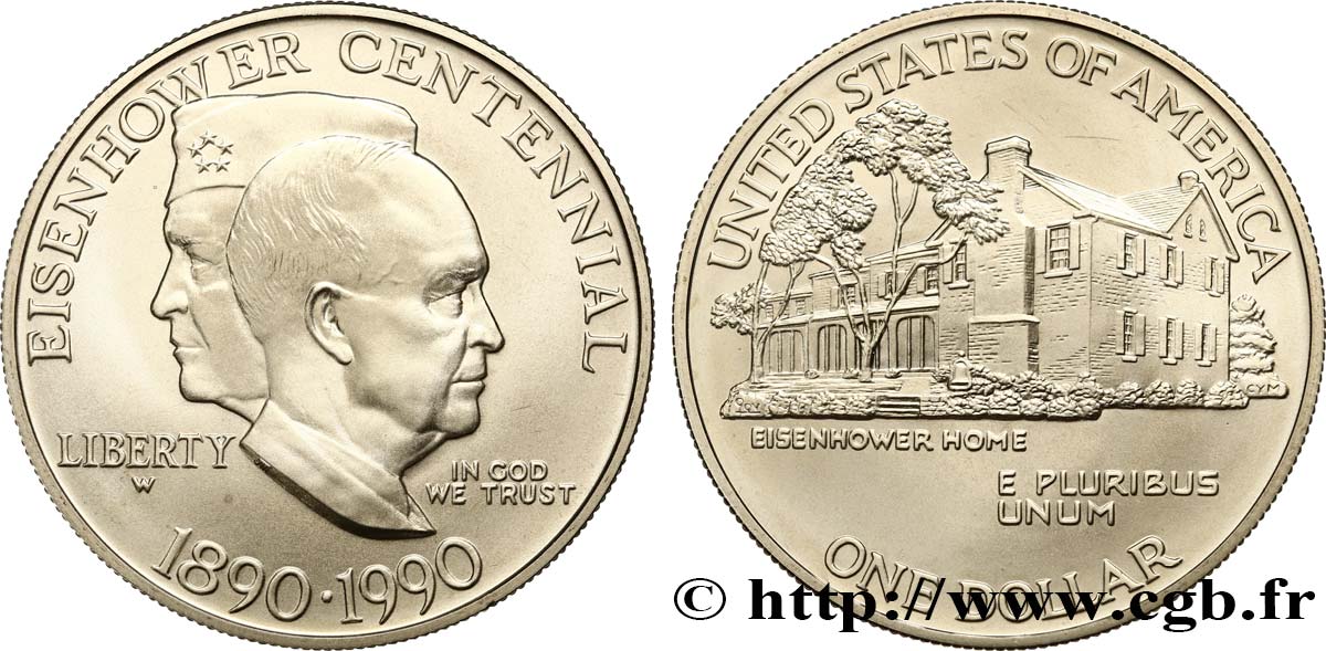 ESTADOS UNIDOS DE AMÉRICA 1 Dollar centenaire de la naissance du général Eisenhower 1990 West Point SC 