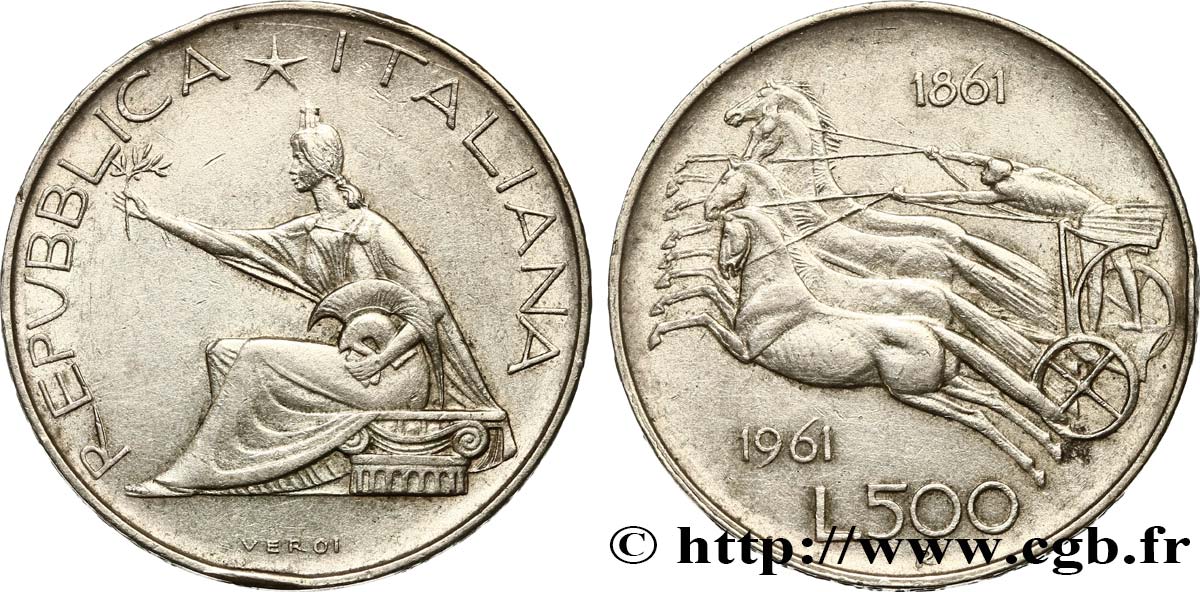 ITALIE 500 Lire Centenaire de l’Unité Italienne 1961 Rome - R SUP 