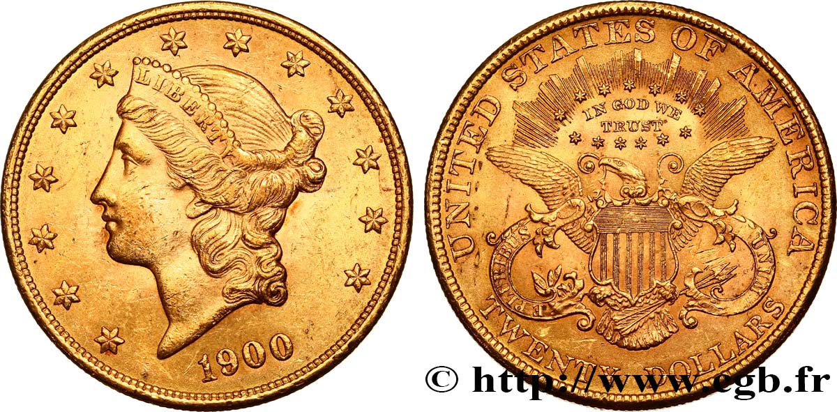 UNITED STATES OF AMERICA 20 Dollars or  Liberty  1900 Philadelphie AU 