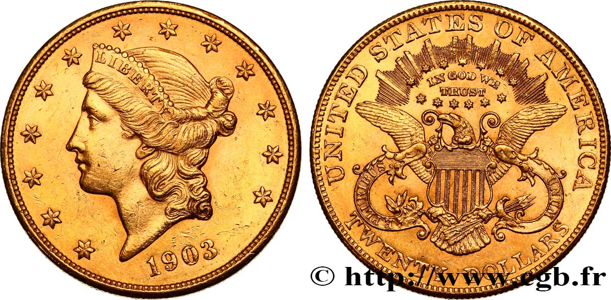ÉTATS-UNIS D AMÉRIQUE 20 Dollars  Liberty  1903 Philadelphie SUP/SUP+ 