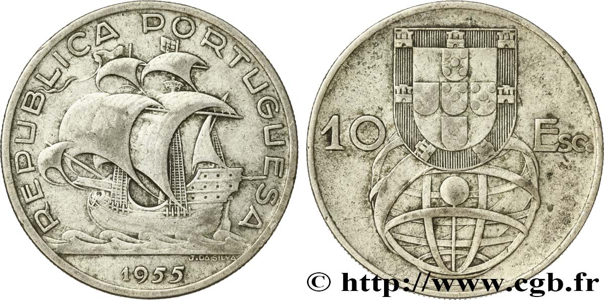 PORTOGALLO 10 Escudos 1955  q.BB 