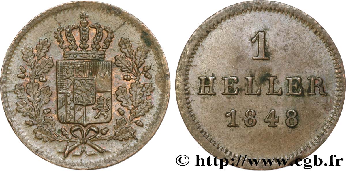 ALEMANIA - BAVIERA 1 Heller Louis Ier 1848 Munich EBC 