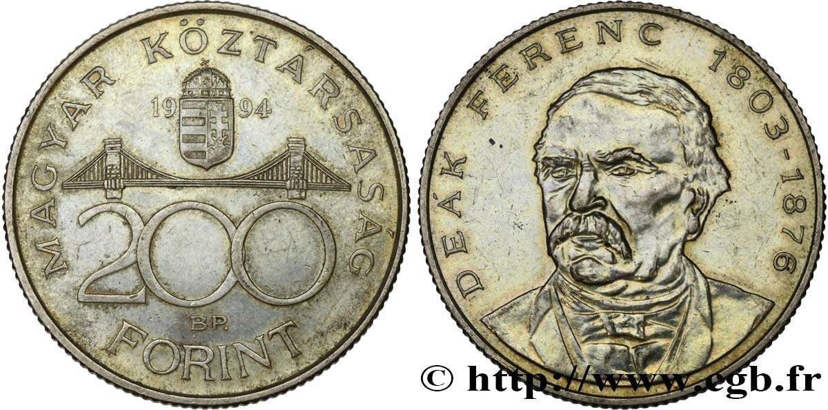 HUNGARY 200 Forint Ferenc Deák 1994 Budapest AU 