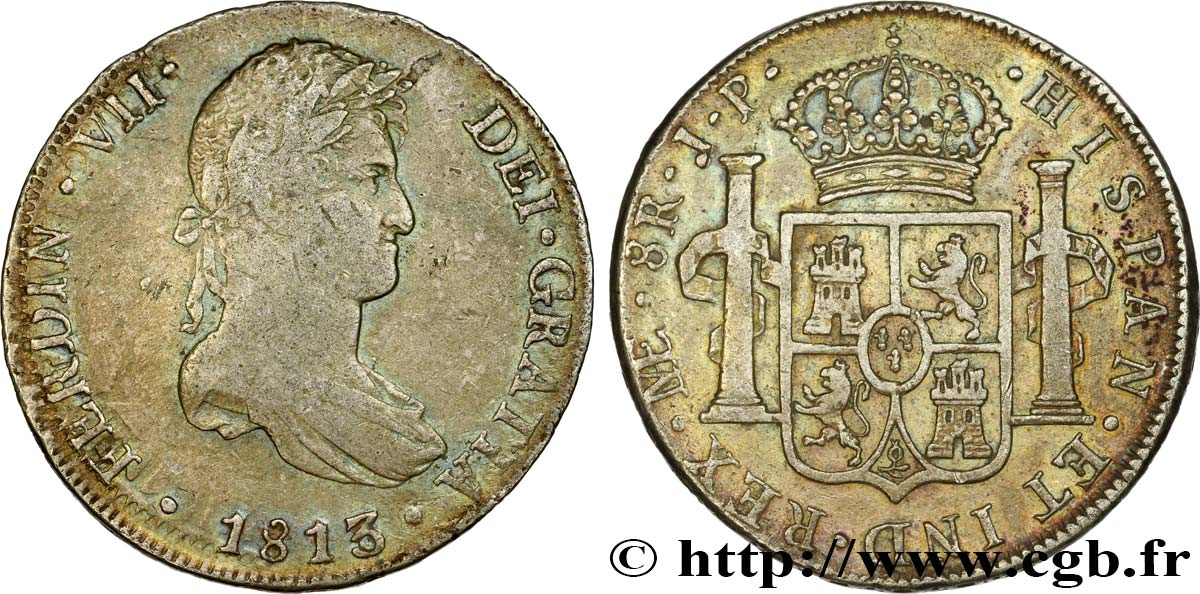 BOLIVIA 8 Reales Ferdinand VII 1813 Lima q.BB/BB 