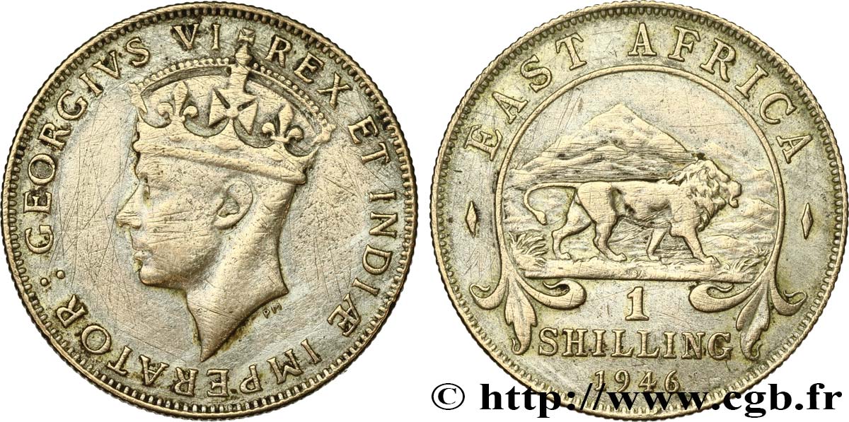 AFRICA DI L EST BRITANNICA  1 Shilling Georges VI / lion 1946 Pretoria - SA q.BB 