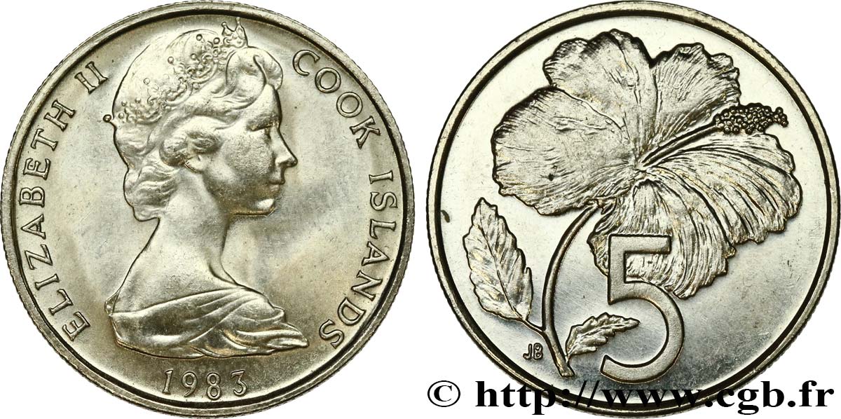 ÎLES COOK  5 Cents Elisabeth II 1983  SPL 