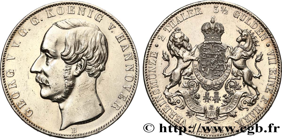 GERMANY - KINGDOM OF HANOVER - GEORGE V Double Thaler 1854 Hanovre AU 