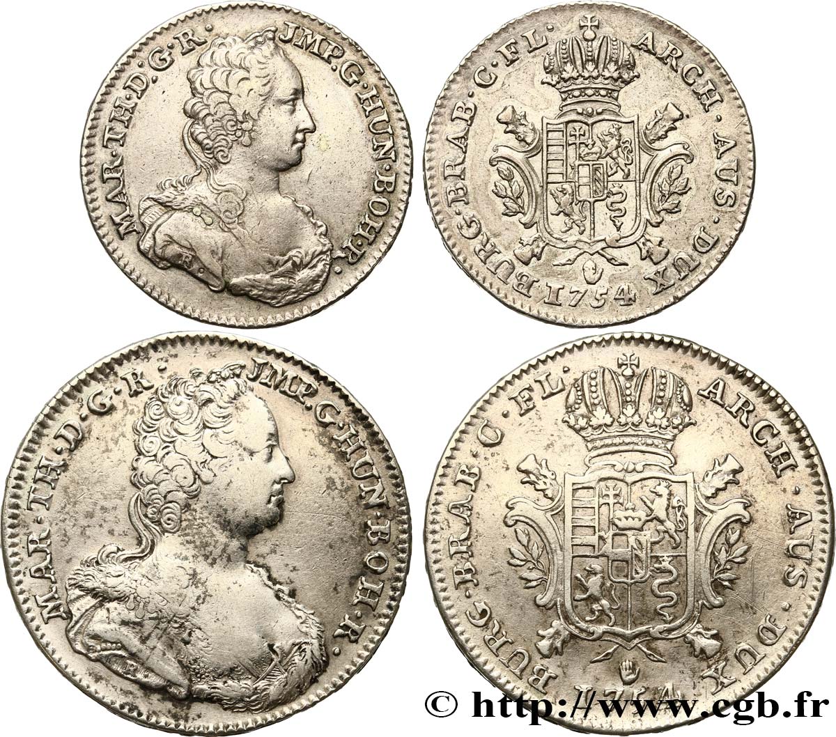AUSTRIAN LOW COUNTRIES - DUCHY OF BRABANT - MARIE-THERESE Ducaton et 1/2 Ducaton 1754 Anvers BB 