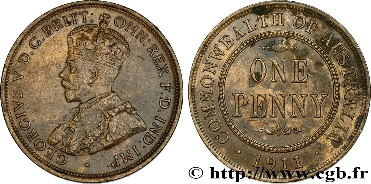 AUSTRALIEN 1 Penny Georges V 1911 Londres fVZ 