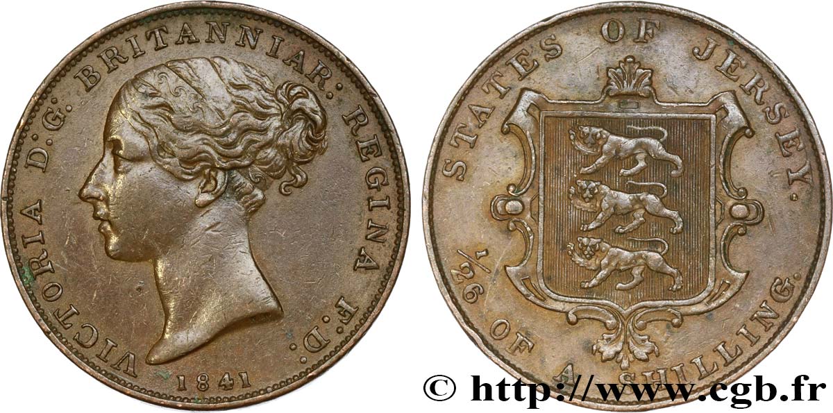 JERSEY 1/26 Shilling Victoria 1841  TTB+ 