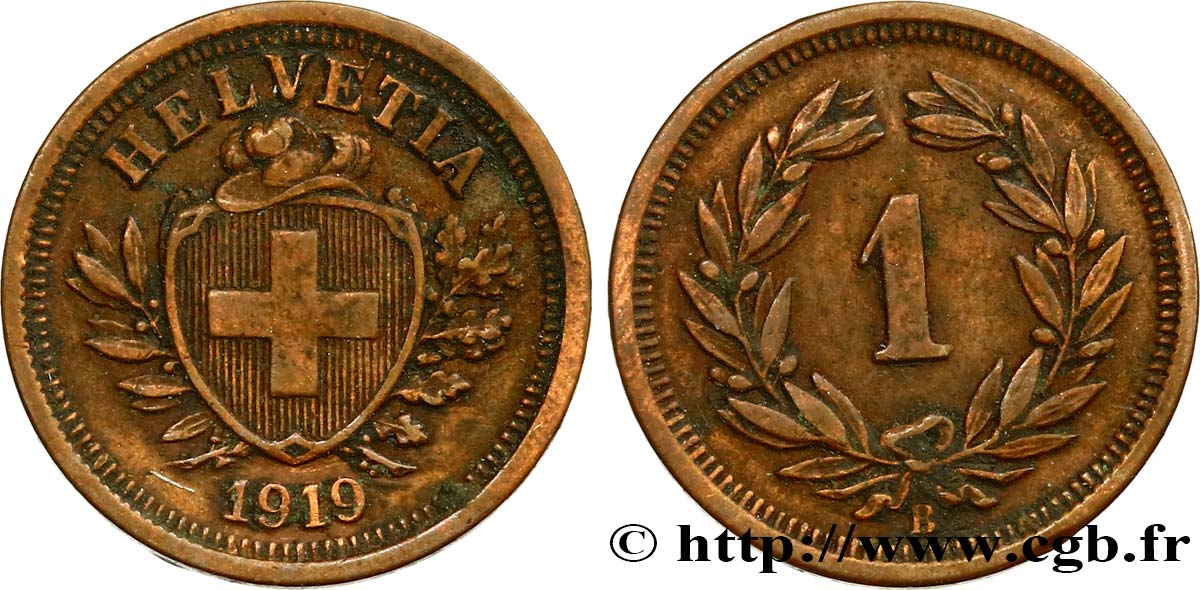 SUISSE 1 Centime Croix Suisse 1919 Berne - B SUP 