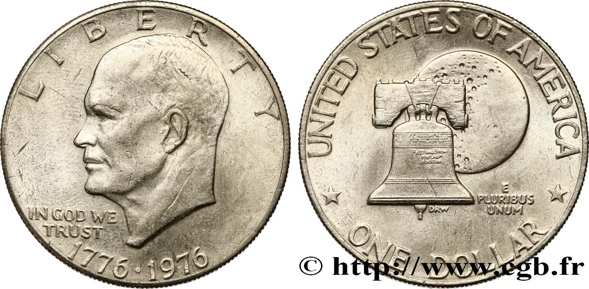 ÉTATS-UNIS D AMÉRIQUE 1 Dollar Eisenhower bicentenaire type 2 1976 Philadelphie TTB+ 