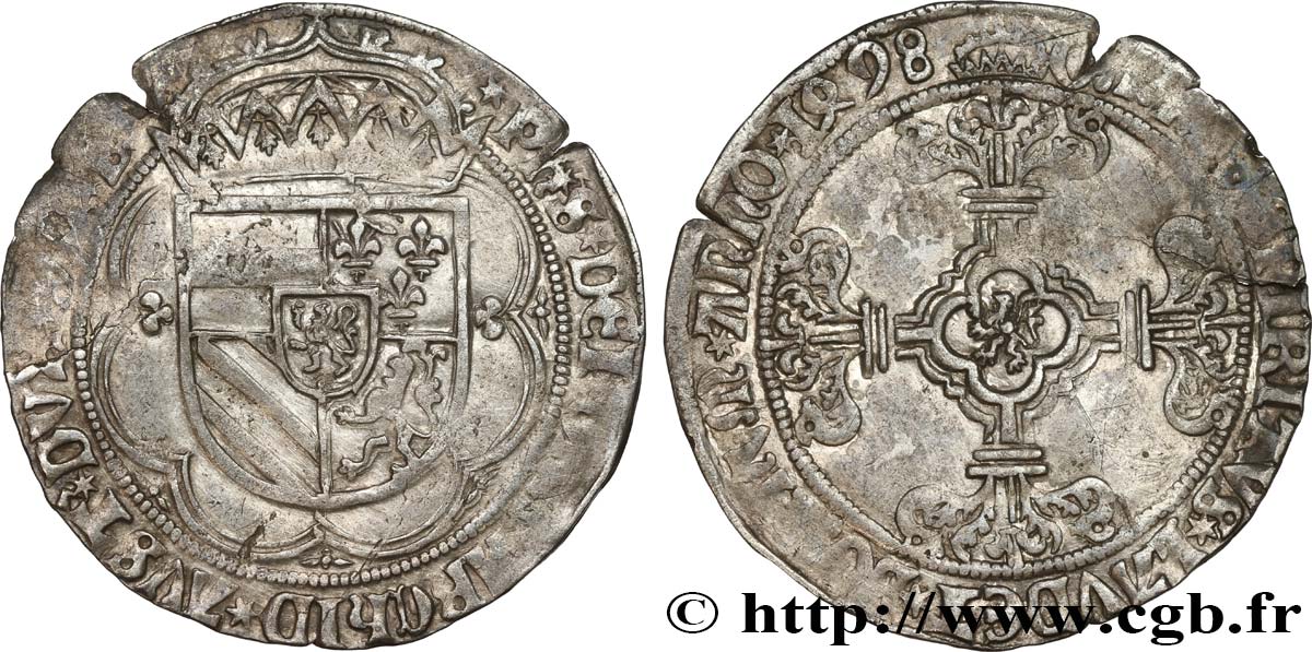 SPANISH LOW COUNTRIES - COUNTY OF FLANDRE - PHILIPPE LE BEAU Double patard 1498 Anvers BB 