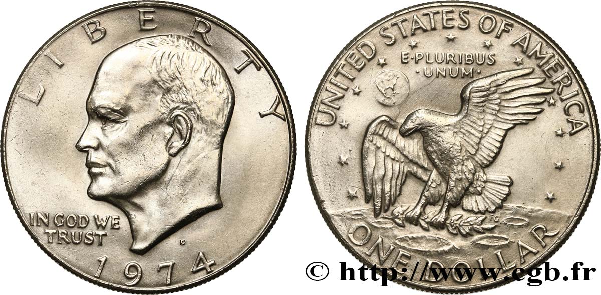 UNITED STATES OF AMERICA 1 Dollar Eisenhower  1974 Denver AU 