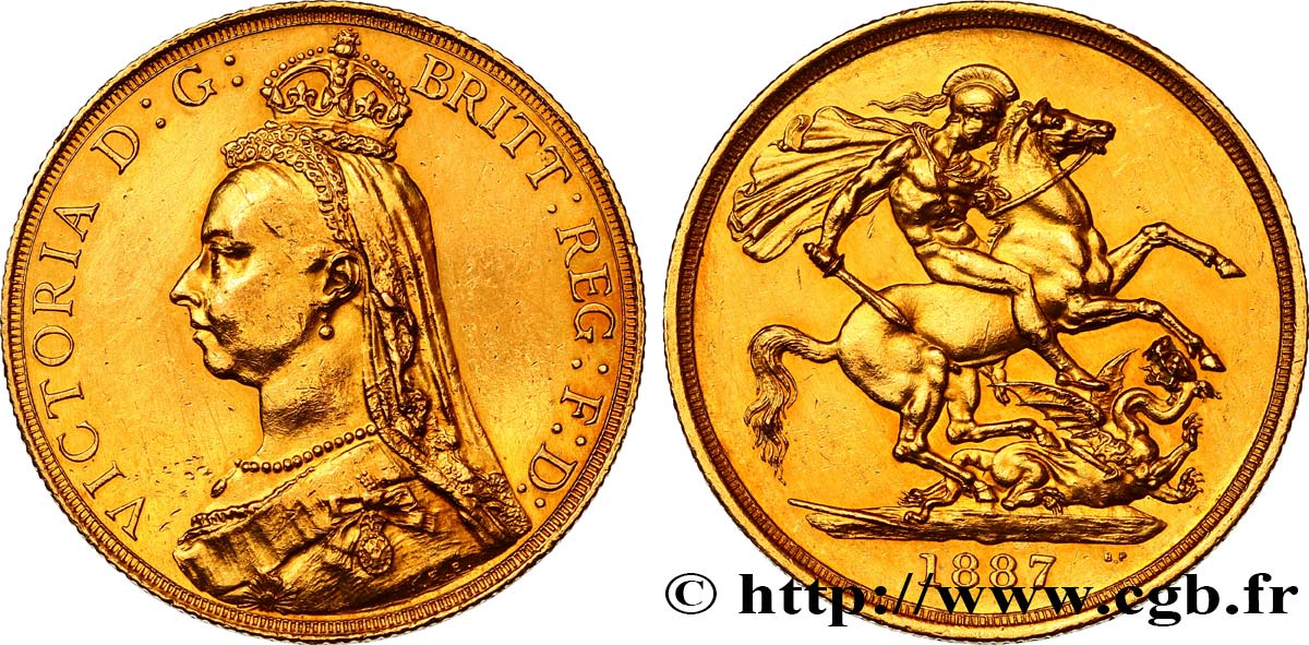 UNITED KINGDOM 2 Pounds (2 Livres) Victoria “buste du jubilé” 1887 Londres AU/AU 