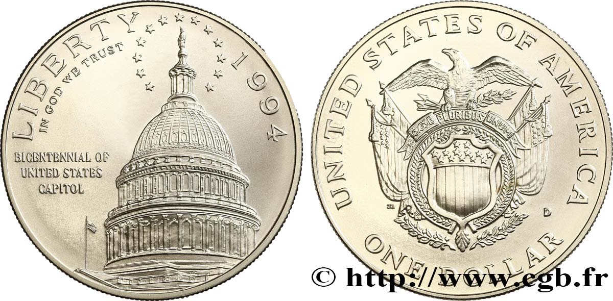 UNITED STATES OF AMERICA 1 Dollar dôme du Capitol 1994 Denver MS 