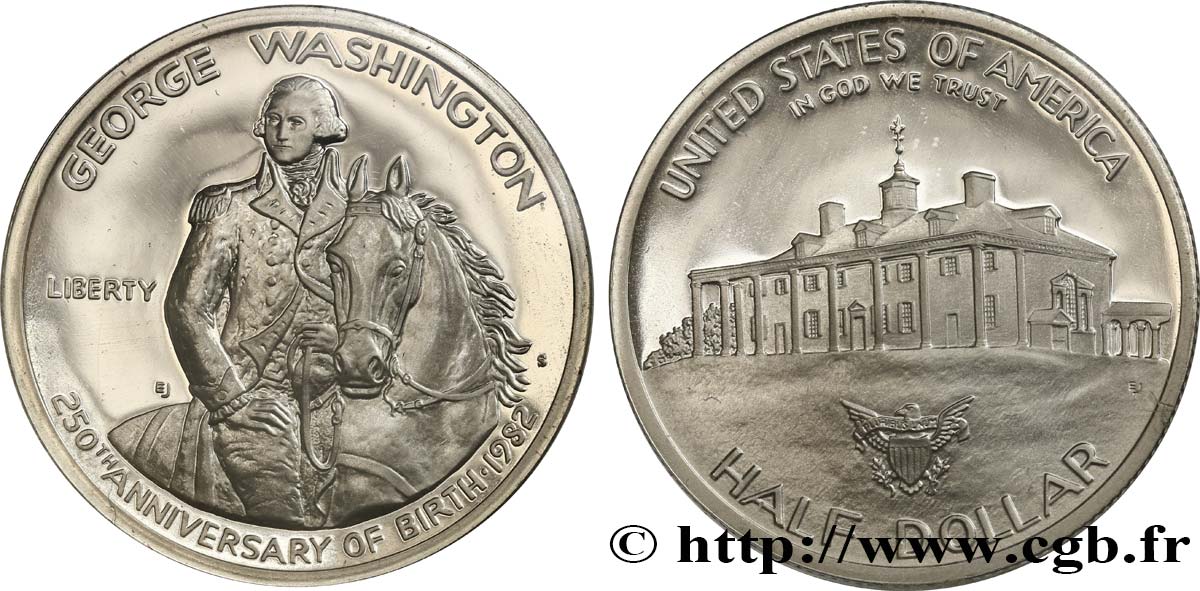 UNITED STATES OF AMERICA 1/2 Dollar Proof 250e anniversaire de la naissance de George Washington 1982 San Francisco MS 