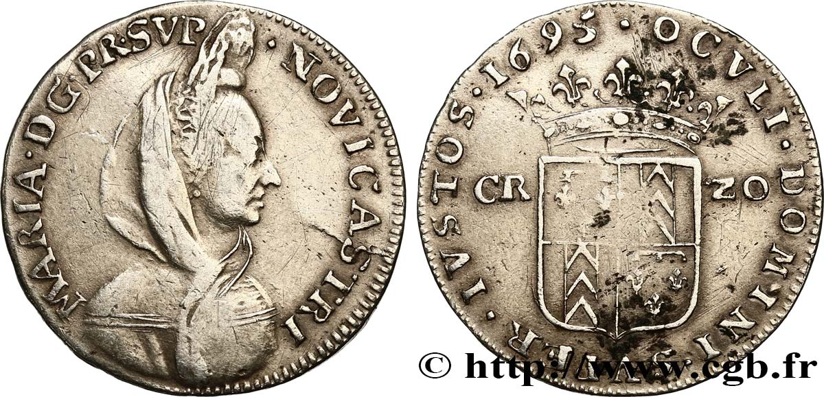 SWITZERLAND - CANTON OF NEUCHATEL 20 Kreuzer Princesse Marie de Orléans-Nemours 1695  VF 