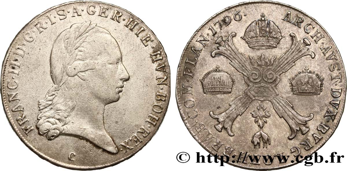 BELGIUM - AUSTRIAN NETHERLANDS 1 Kronenthaler François II 1796 Prague XF 