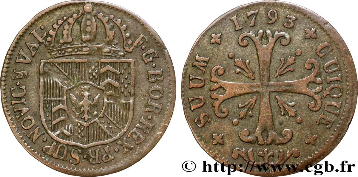 SVIZZERA - CANTON NEUCHATEL 1/2 Batzen 1793 Neuchâtel q.BB 
