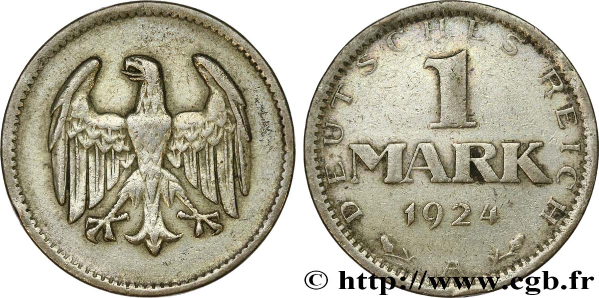 GERMANIA 1 Mark aigle 1924 Berlin BB 