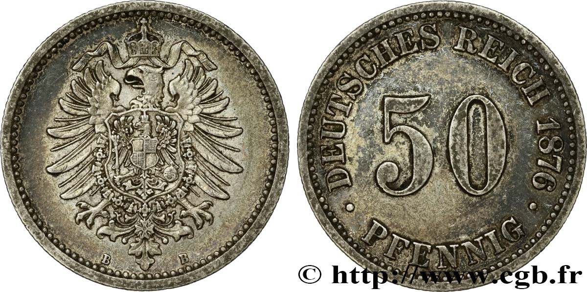 GERMANIA 50 Pfennig Empire aigle impérial 1876 Hanovre - B BB 