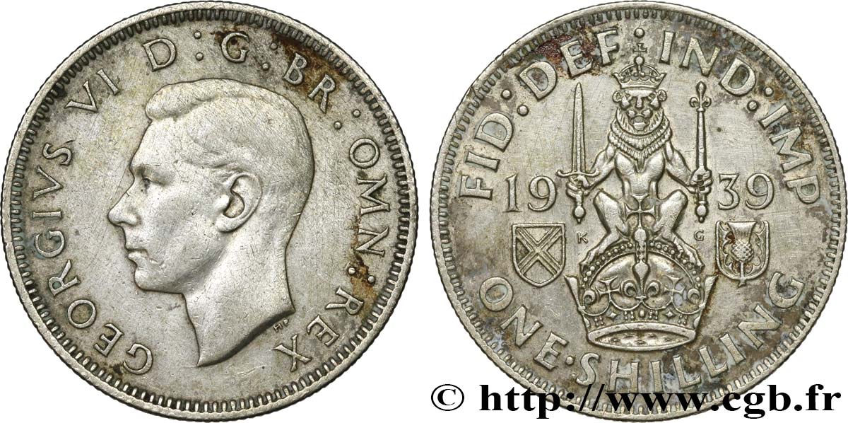 ROYAUME-UNI 1 Shilling Georges VI “Scotland reverse” 1939  TTB 