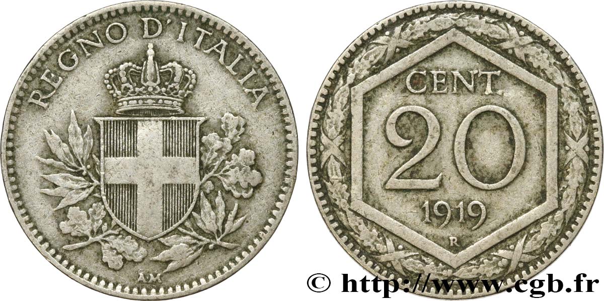 ITALIA 20 Centesimi  Italie / allégorie de la Liberté 1919 Rome - R BB 