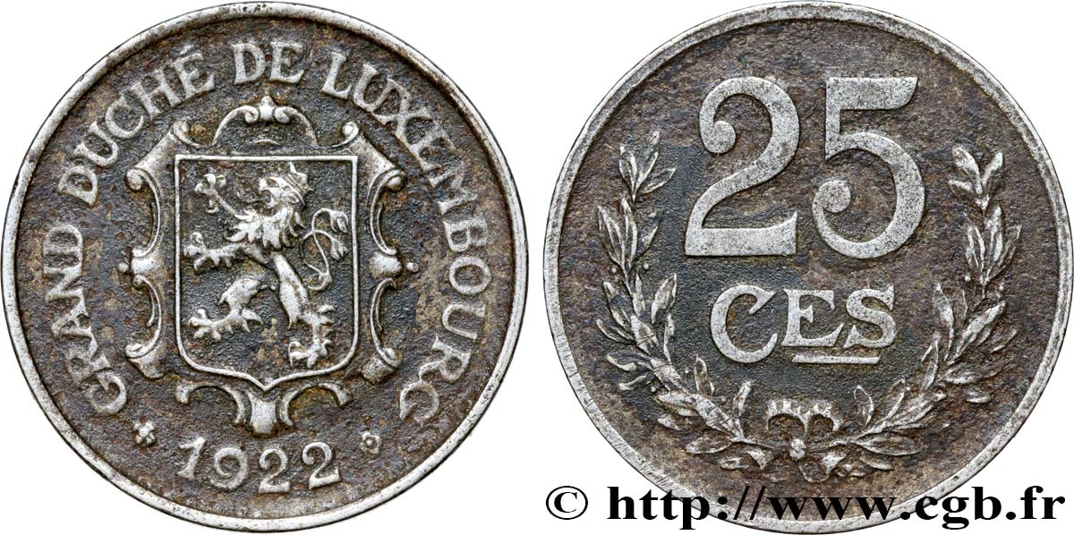 LUXEMBURG 25 Centimes 1922  fVZ 