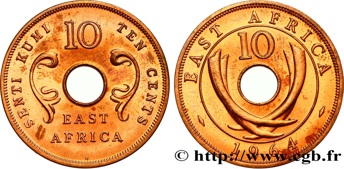 AFRIQUE DE L EST 10 Cents frappe post-indépendance 1964 Heaton SPL 