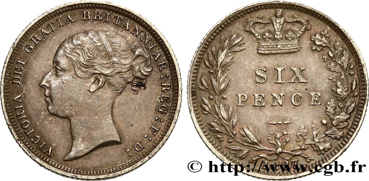 ROYAUME-UNI 6 Pence Victoria 1887  SUP 