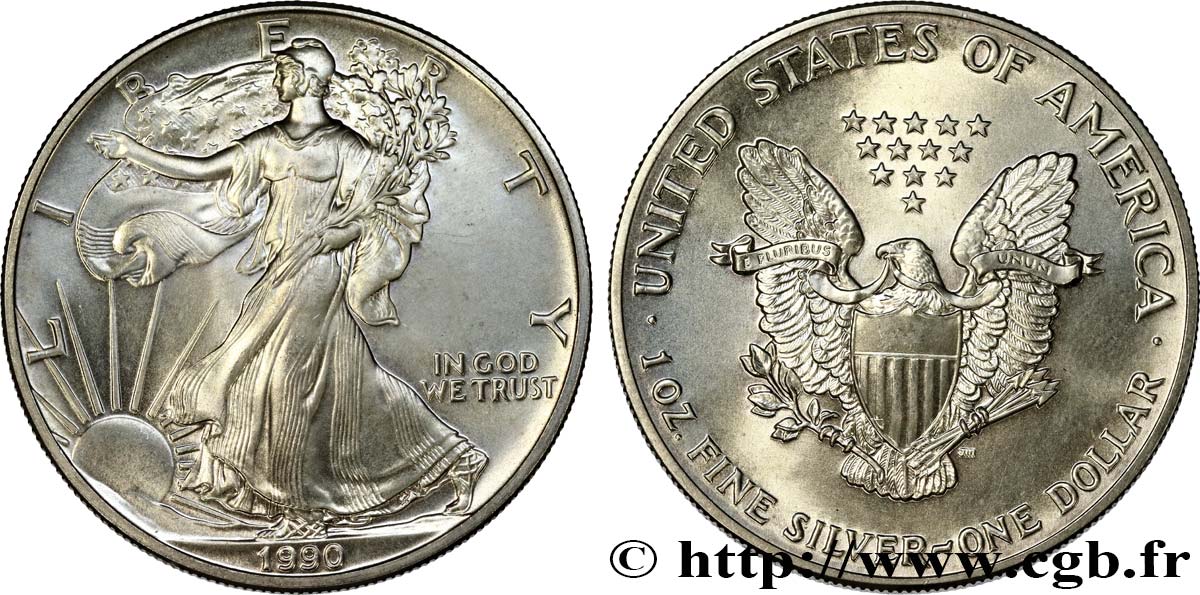 UNITED STATES OF AMERICA 1 Dollar type Silver Eagle 1990 Philadelphie MS 