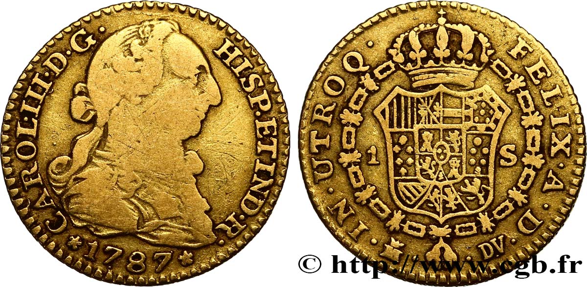 ESPAÑA Escudo Charles III 1787 Madrid BC/BC+ 
