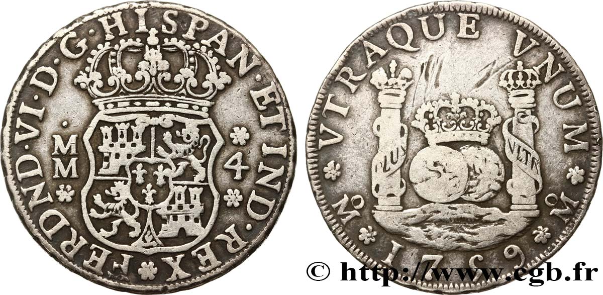 MEXIQUE 4 Reales Ferdinand VI 1759 Mexico TTB/TTB+ 
