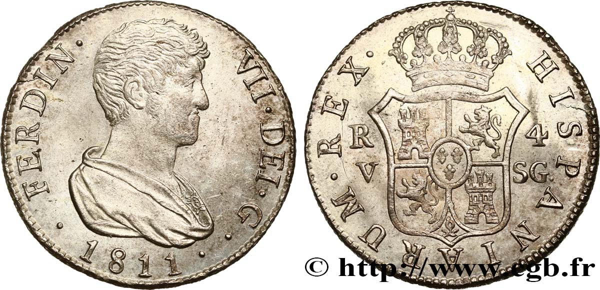 SPAIN - KINGDOM OF SPAIN - FERDINAND VII 4 Reales 1811 Valence MS 