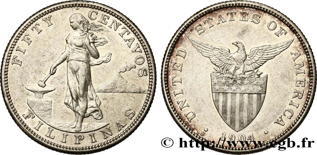 PHILIPPINES 50 Centavos - Administration Américaine 1904 San Francisco AU 