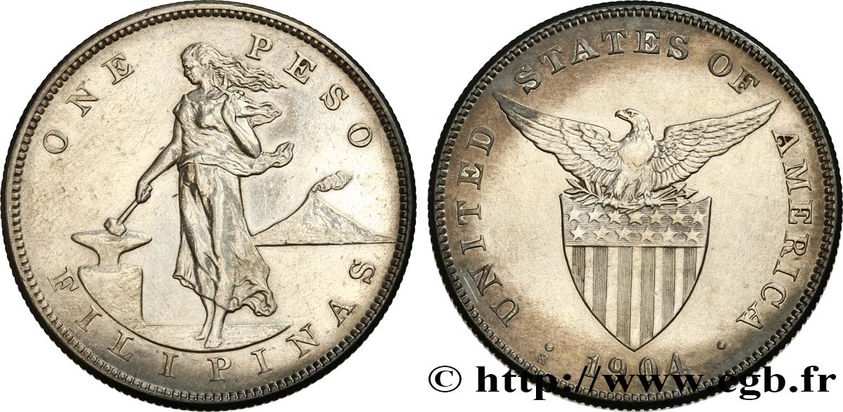 FILIPPINE 1 Peso - Administration Américaine 1904 San Francisco - S SPL 