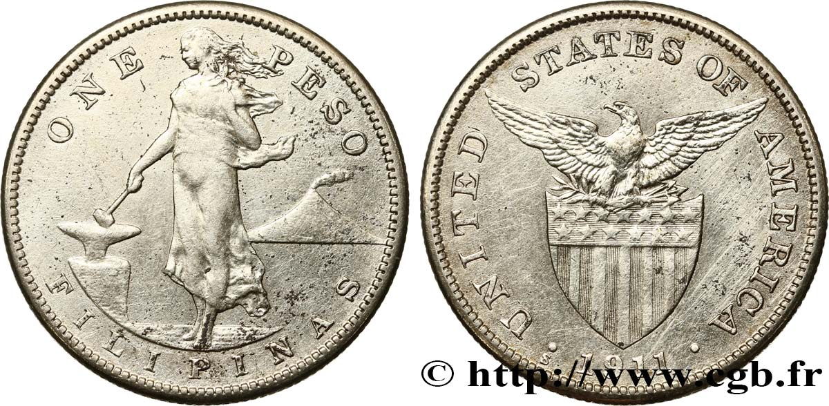 FILIPPINE 1 Peso - Administration Américaine 1911 San Francisco - S SPL 
