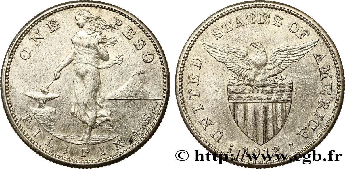 FILIPINAS 1 Peso - Administration Américaine 1912 San Francisco - S MBC+ 