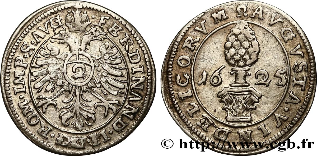 ALLEMAGNE - AUGSBOURG 2 Kreuzer Ferdinand II 1625 Augsbourg TTB 