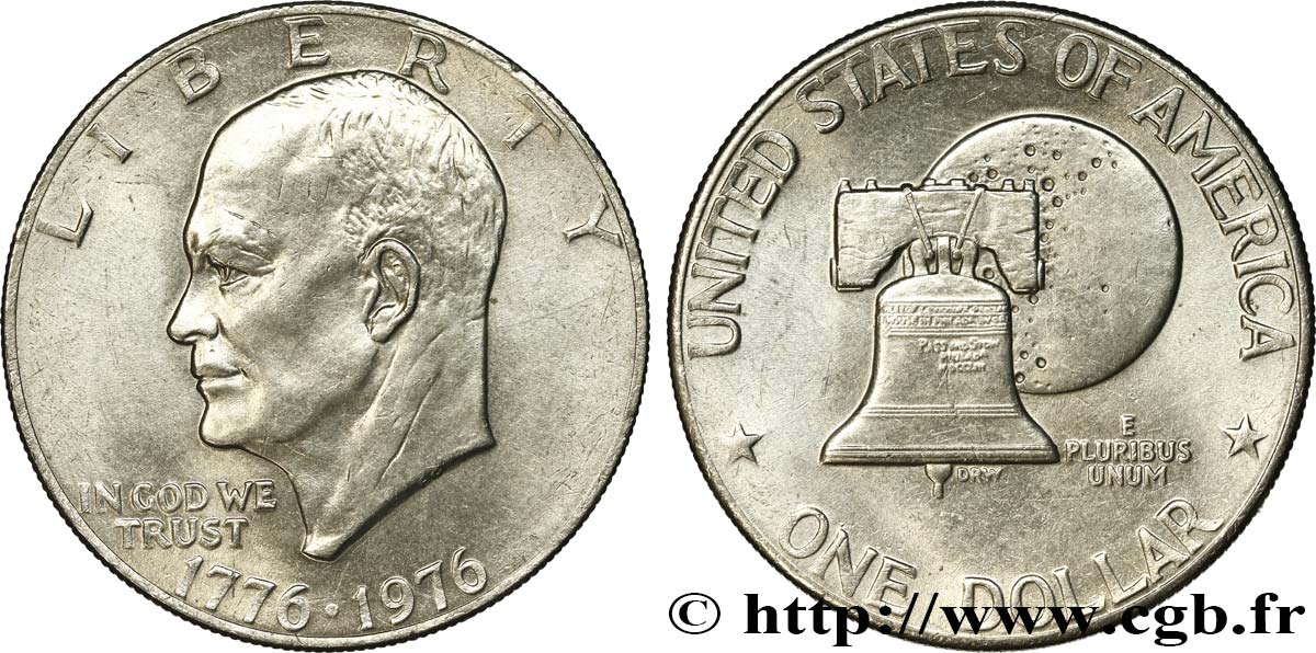 ÉTATS-UNIS D AMÉRIQUE 1 Dollar Eisenhower bicentenaire type 2 1976 Philadelphie SUP 