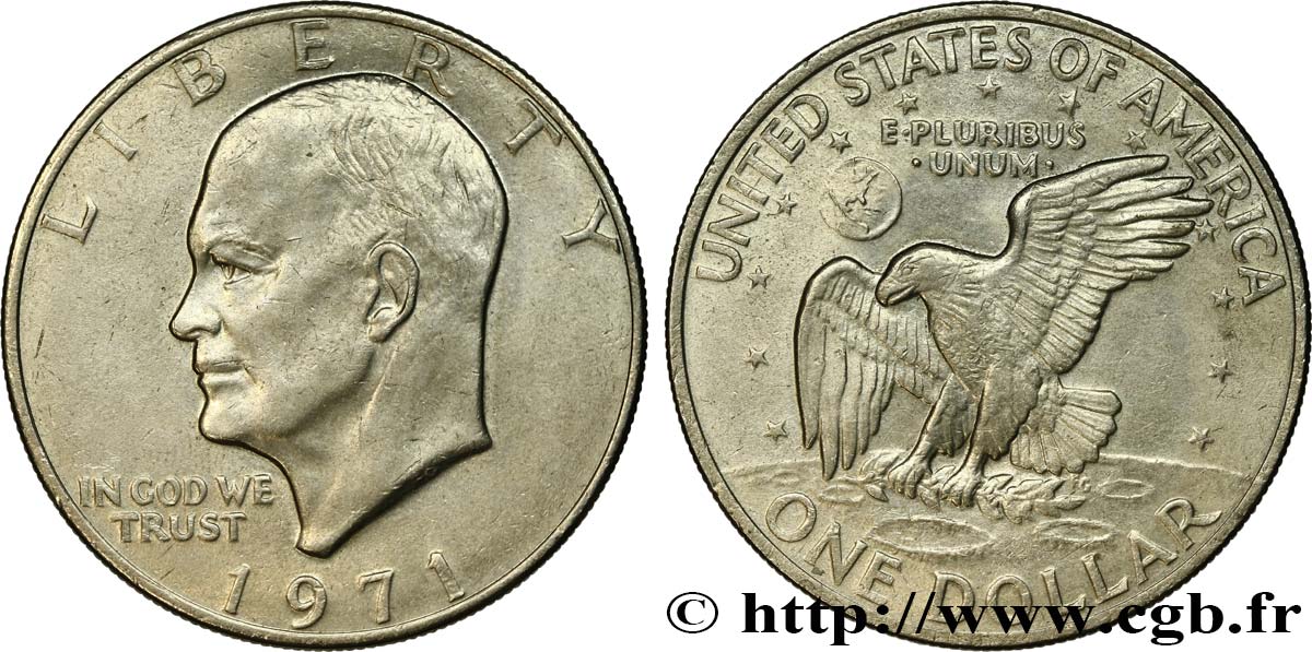 UNITED STATES OF AMERICA 1 Dollar Eisenhower / aigle posé sur la Lune 1971 Philadelphie AU 