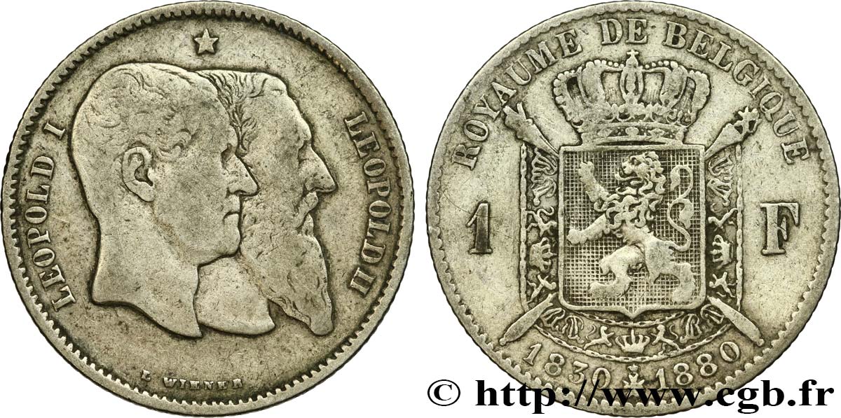 BELGIO 1 Franc 50e anniversaire de l’indépendance 1880  MB 