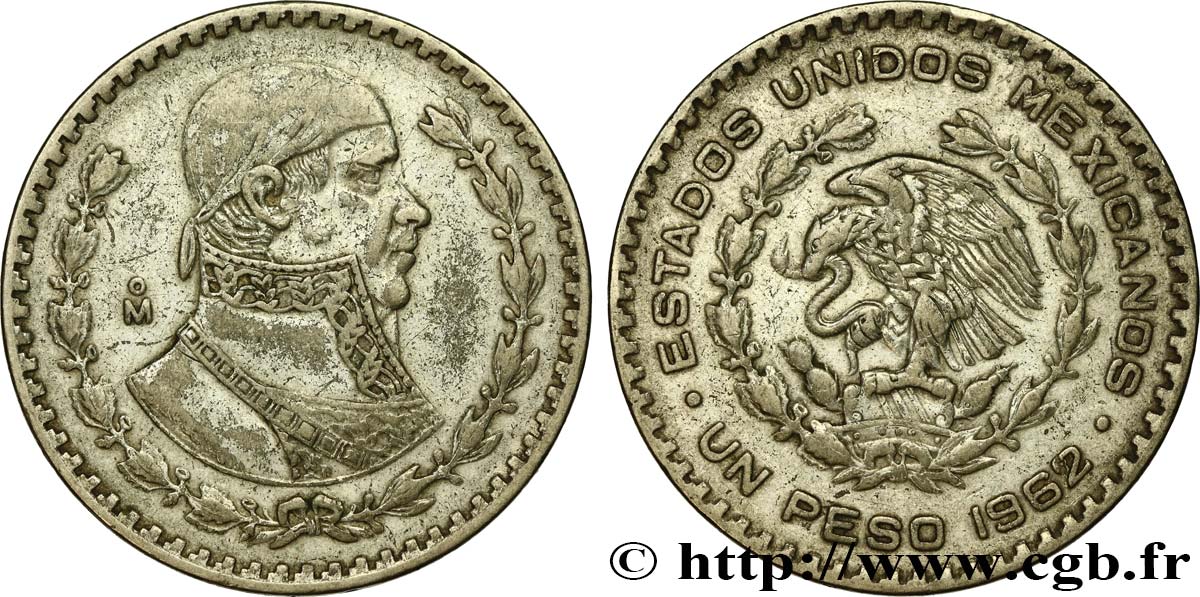 MEXIQUE 1 Peso Jose Morelos y Pavon 1962 Mexico TTB 
