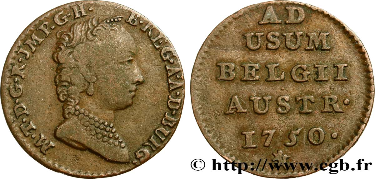 BELGIO - PAESI BASSI AUSTRIACI 1 Liard 1750 Bruges q.BB/BB 
