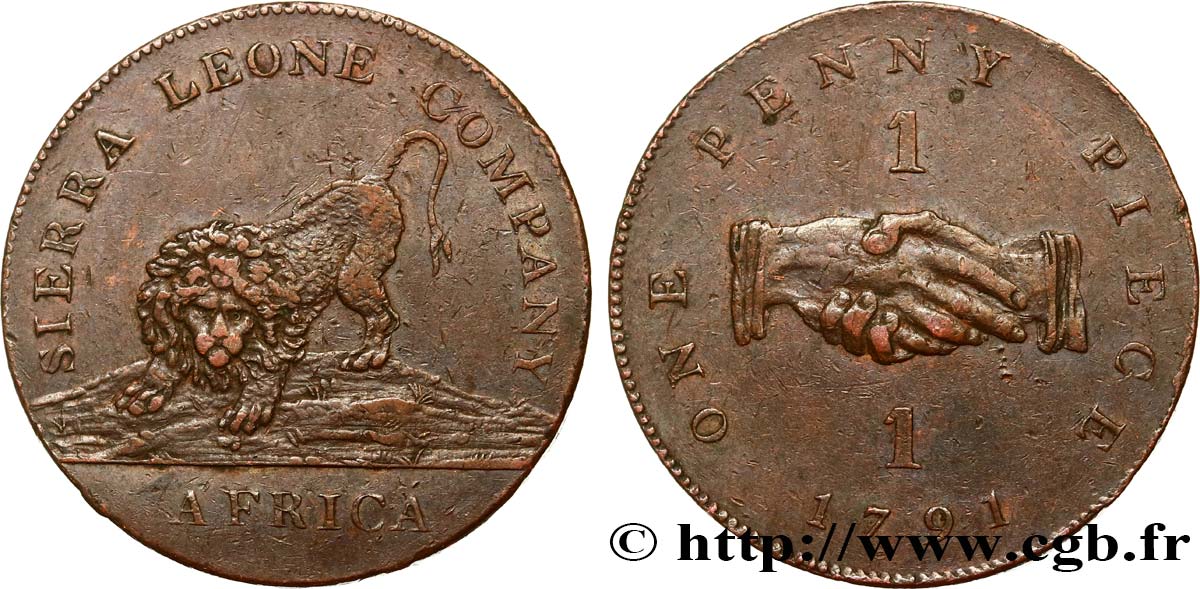 SIERRA LEONE 1 Penny Sierra Leone Company 1791  BB 
