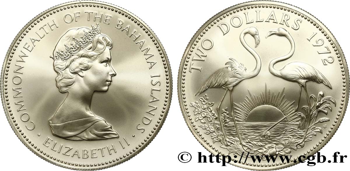 BAHAMAS 2 Dollars Elisabeth II 1972  MS 